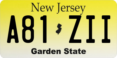 NJ license plate A81ZII