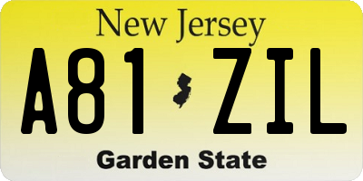 NJ license plate A81ZIL