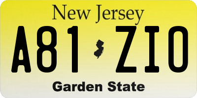 NJ license plate A81ZIO
