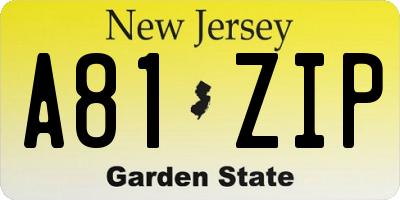 NJ license plate A81ZIP