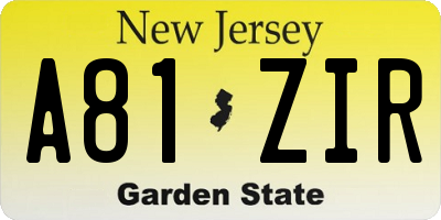 NJ license plate A81ZIR