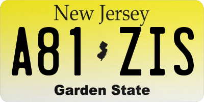 NJ license plate A81ZIS