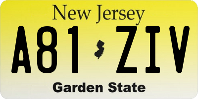 NJ license plate A81ZIV
