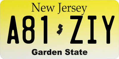 NJ license plate A81ZIY