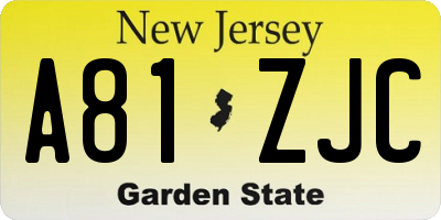 NJ license plate A81ZJC