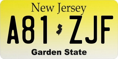 NJ license plate A81ZJF