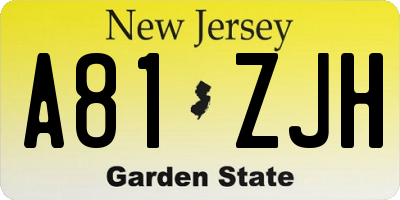 NJ license plate A81ZJH