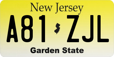 NJ license plate A81ZJL