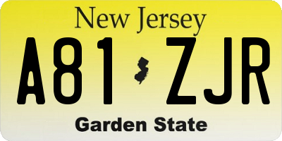 NJ license plate A81ZJR