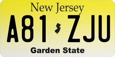 NJ license plate A81ZJU
