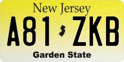 NJ license plate A81ZKB