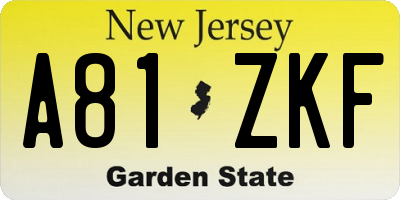 NJ license plate A81ZKF