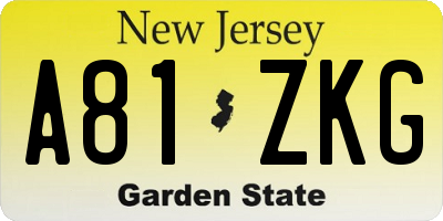 NJ license plate A81ZKG