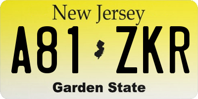 NJ license plate A81ZKR