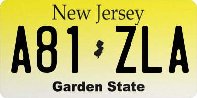 NJ license plate A81ZLA