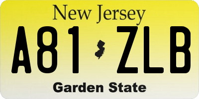 NJ license plate A81ZLB