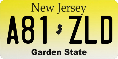 NJ license plate A81ZLD