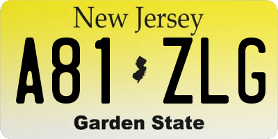 NJ license plate A81ZLG