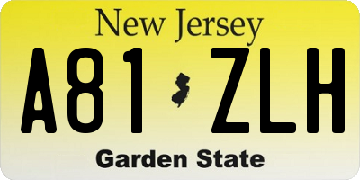 NJ license plate A81ZLH