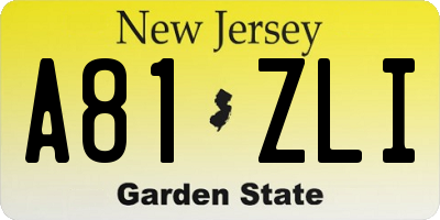 NJ license plate A81ZLI