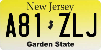 NJ license plate A81ZLJ