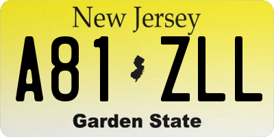 NJ license plate A81ZLL