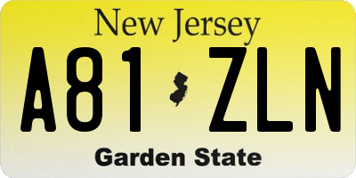 NJ license plate A81ZLN