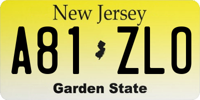 NJ license plate A81ZLO