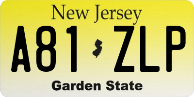 NJ license plate A81ZLP
