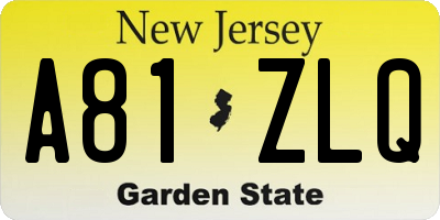 NJ license plate A81ZLQ