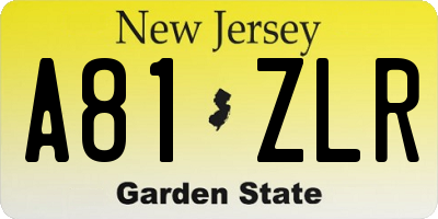 NJ license plate A81ZLR