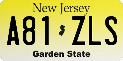 NJ license plate A81ZLS