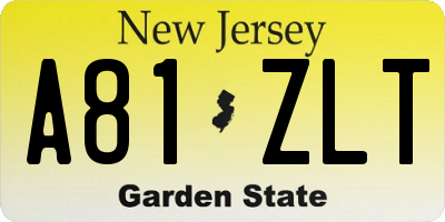 NJ license plate A81ZLT
