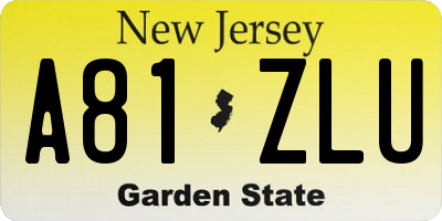 NJ license plate A81ZLU
