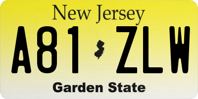 NJ license plate A81ZLW