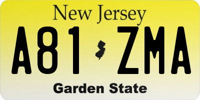 NJ license plate A81ZMA