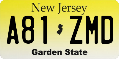 NJ license plate A81ZMD
