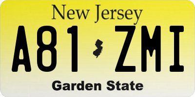 NJ license plate A81ZMI
