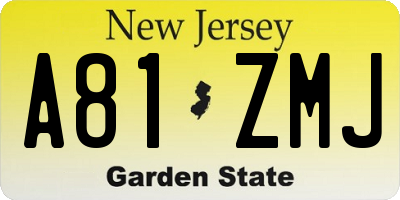 NJ license plate A81ZMJ