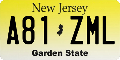 NJ license plate A81ZML