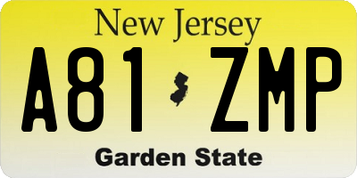 NJ license plate A81ZMP