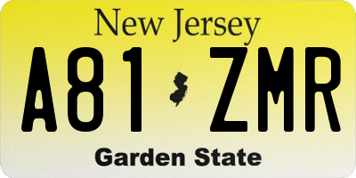 NJ license plate A81ZMR