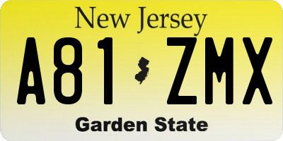 NJ license plate A81ZMX