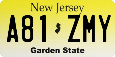 NJ license plate A81ZMY