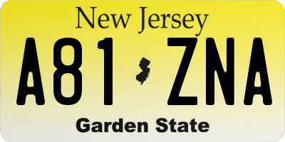 NJ license plate A81ZNA