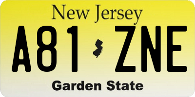 NJ license plate A81ZNE