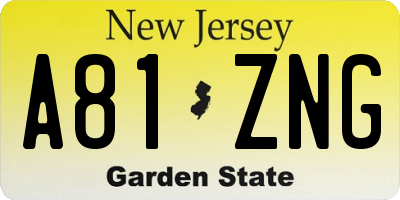 NJ license plate A81ZNG