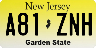 NJ license plate A81ZNH