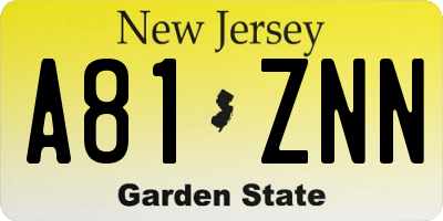 NJ license plate A81ZNN