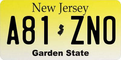 NJ license plate A81ZNO